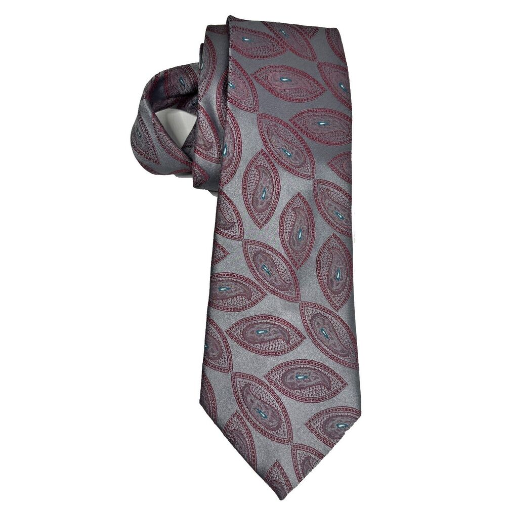 Vintage Mens Necktie Wembley Leatherback Satins Paisley Preppy Academia Formal